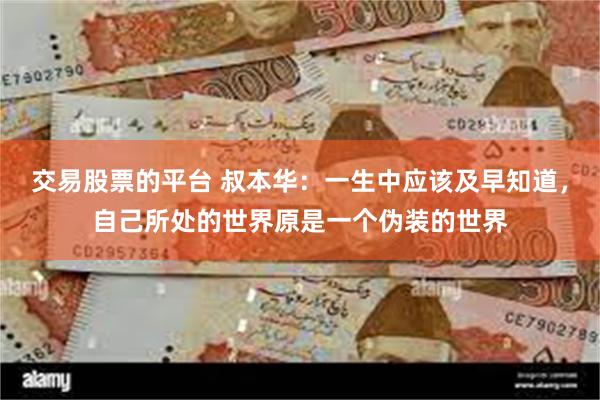 交易股票的平台 叔本华：一生中应该及早知道，自己所处的世界原是一个伪装的世界