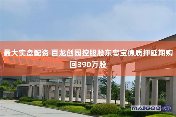 最大实盘配资 百龙创园控股股东窦宝德质押延期购回390万股